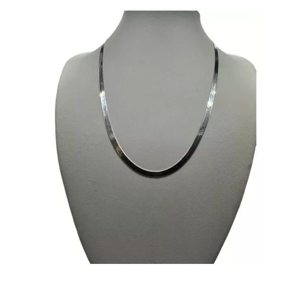 Cadena Modelo Cinta Serpiente Plata Italiana-0