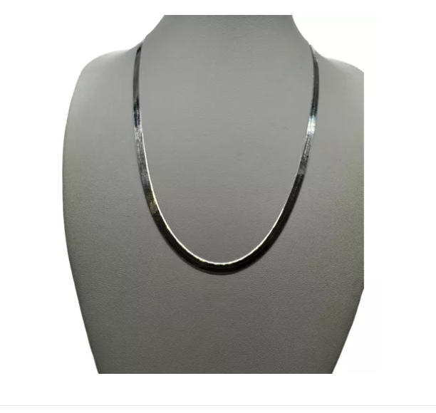 Cadena Modelo Cinta Serpiente Plata Italiana-6