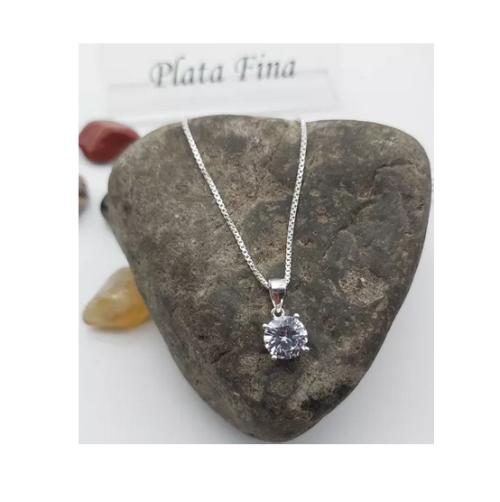 Collar Mujer Punto De Luz Plata Italiana 925-2