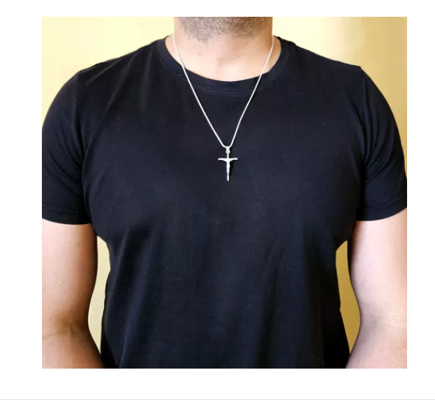 Colgante Cruz Con Cadena Hombre Plata 925 - Turbillon-2