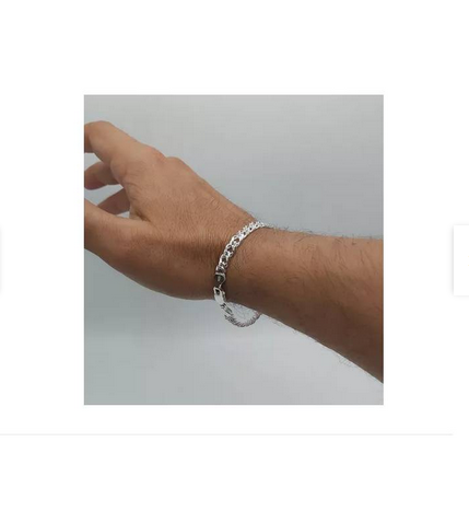 Pulsera Plata Doble Grumet Hombre Italy 925-3