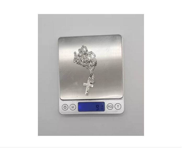 Colgante Cruz Con Cadena Cartier Plata Italiana 925 -hombre -2