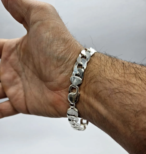 Pulsera Plata Gruesa Grumet Italiana 925 1 Cm-2