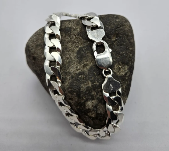 Pulsera Plata Gruesa Grumet Italiana 925 1 Cm-4