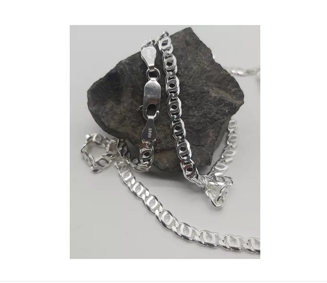 Cadena Hombre Ojo De Tigre Plata Italiana 925-2