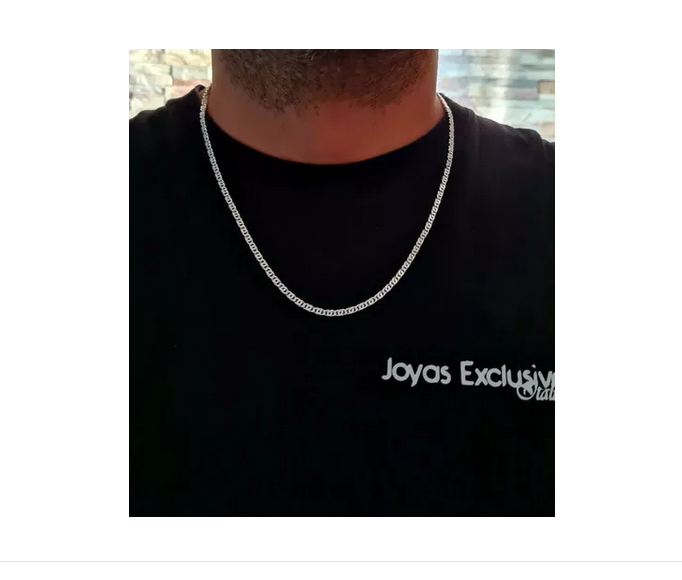 Cadena Hombre Plata Italiana 925 Ojo De Tigre 55cm-1