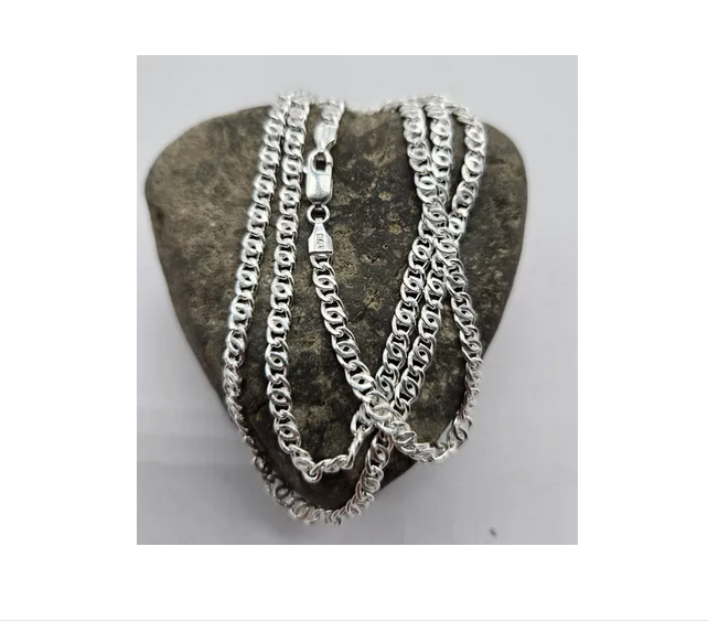 Cadena Hombre Plata Italiana 925 Ojo De Tigre 55cm-2