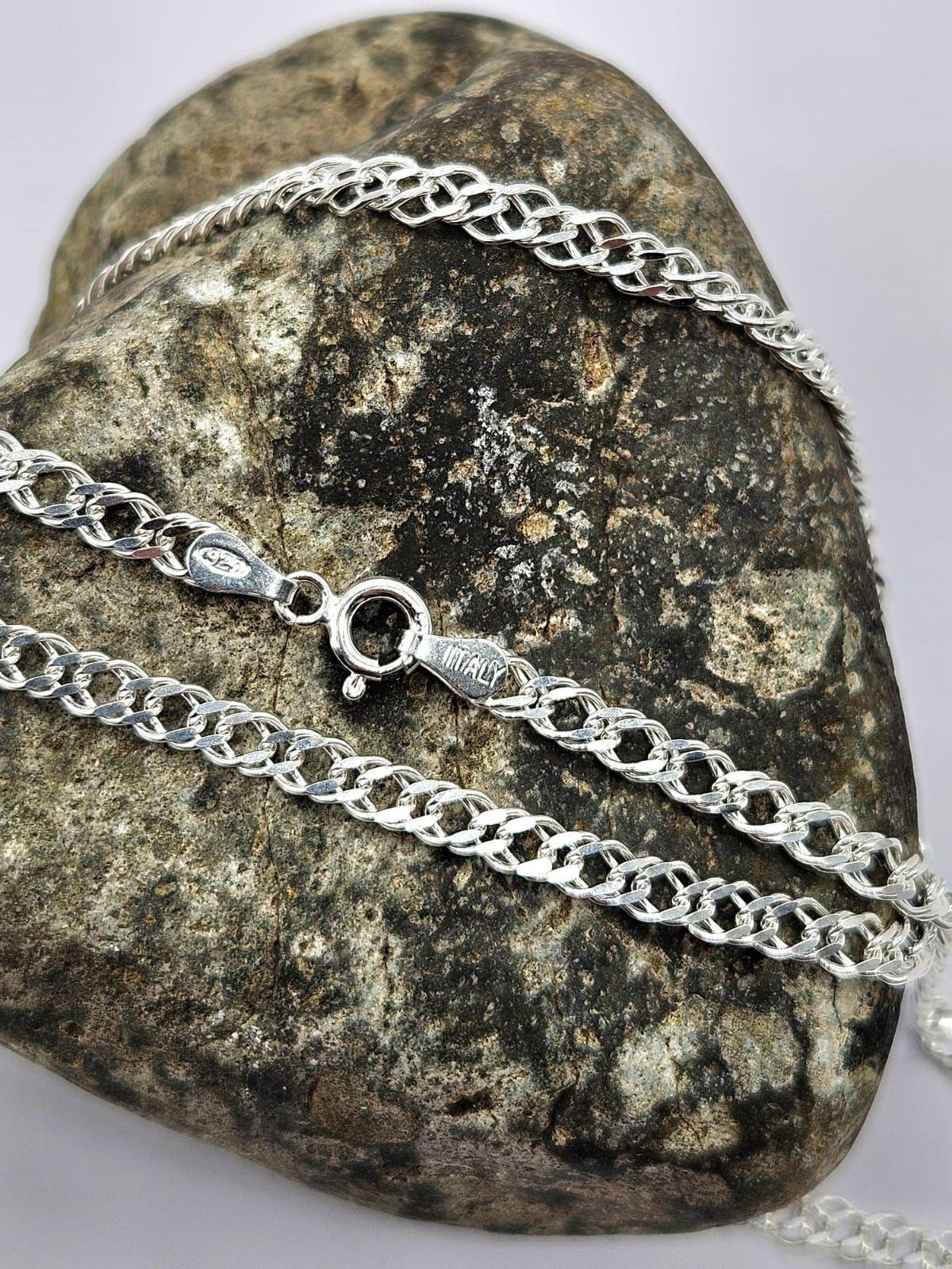 Cadena Doble Grumet Plata Fina Italiana 925 Hombre - Collar-3