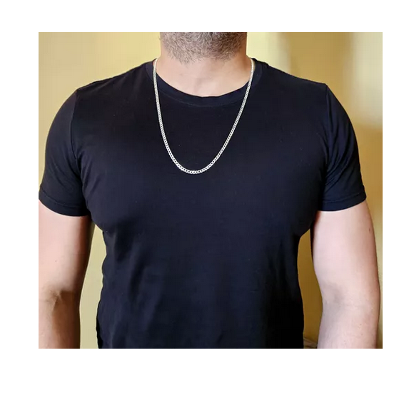 Cadena Hombre Grumet Larga 70 Cm Plata 925-3