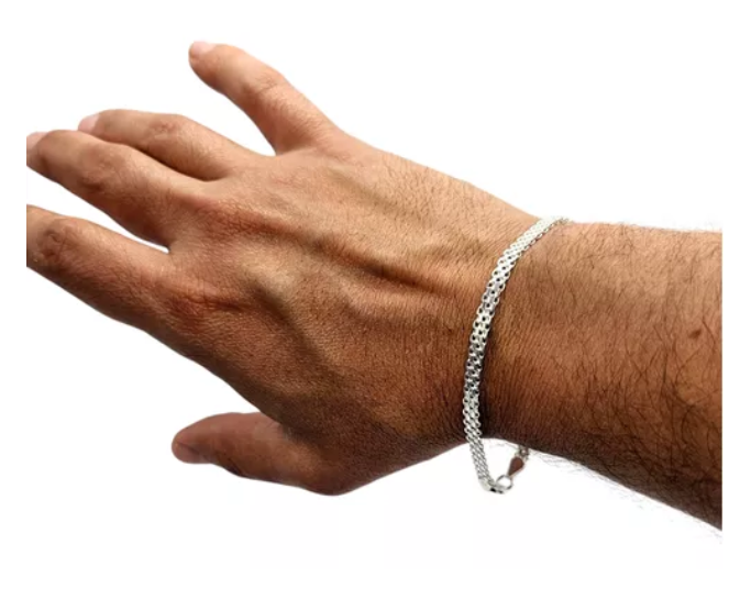 Pulsera Exclusiva Hombre Plata Italiana 925 - Modelo Bismark-0