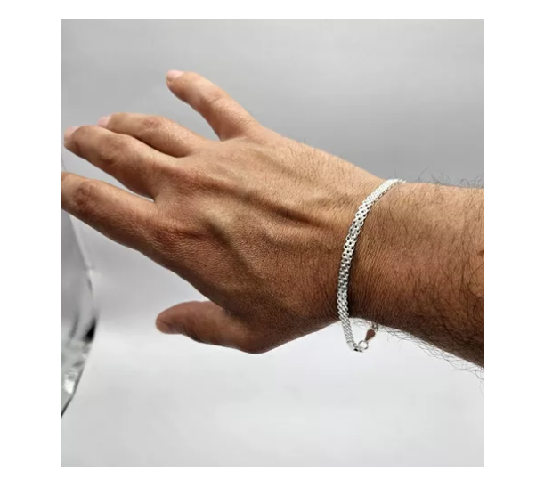 Pulsera Exclusiva Hombre Plata Italiana 925 - Modelo Bismark-1