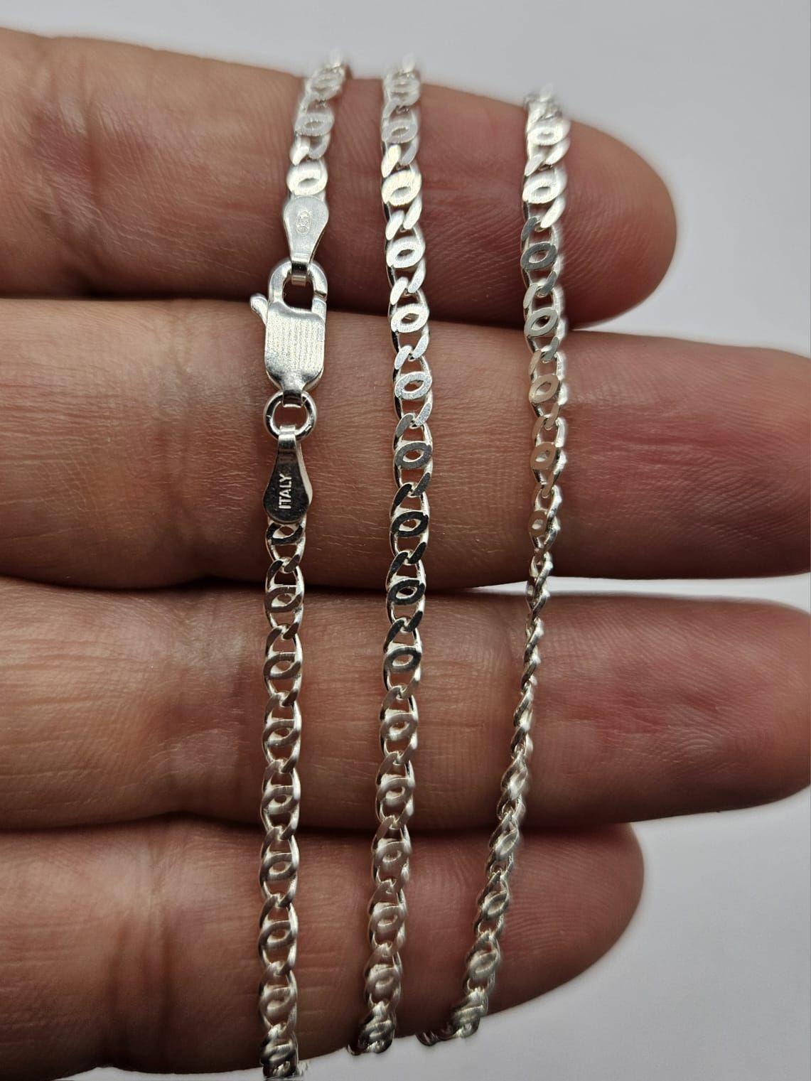 Cadena Ojo De Tigre Plata Fina Italiana 925 - Hombre 60 Cm-5