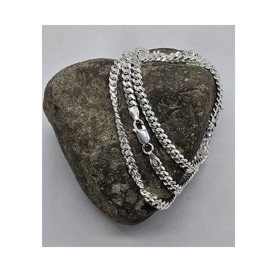 Cadena Cubana Plata Fina Italiana 925 - 4 Mm Collar Hombre-5