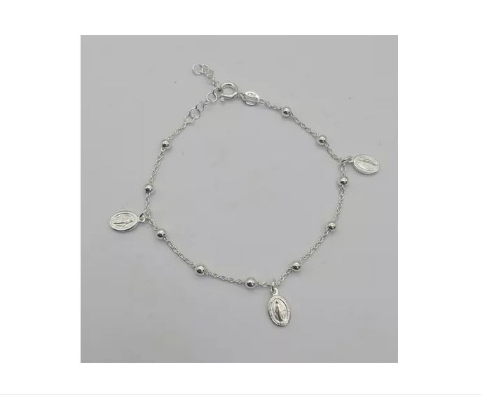 Pulsera Mujer Plata Italiana 925 Virgen Con Regula-2