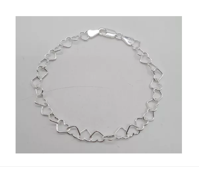 Pulsera Mujer Corazones Plata Italiana 925-2