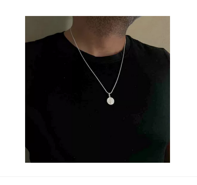 Colgante San Benito + Cadena Plata Italiana 925 Unisex-1