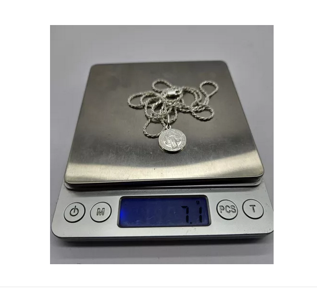 Colgante San Benito + Cadena Plata Italiana 925 Unisex-3