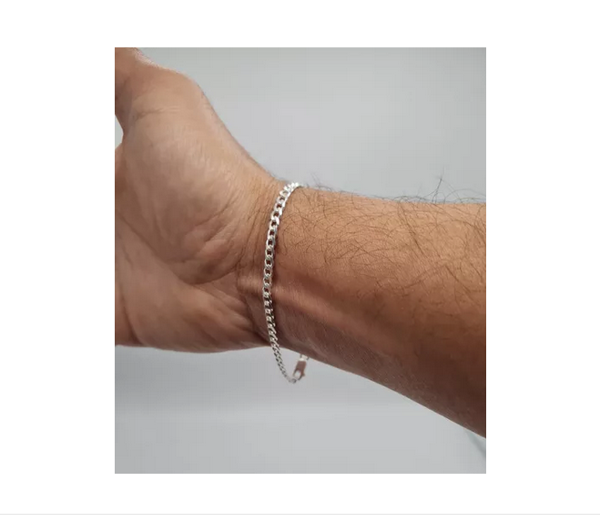 Pulsera Plata Italiana 925 Grumet Hombre - 4mm-5