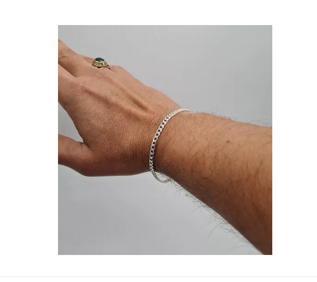 Pulsera Plata Italiana 925 Grumet Hombre - 4mm-6