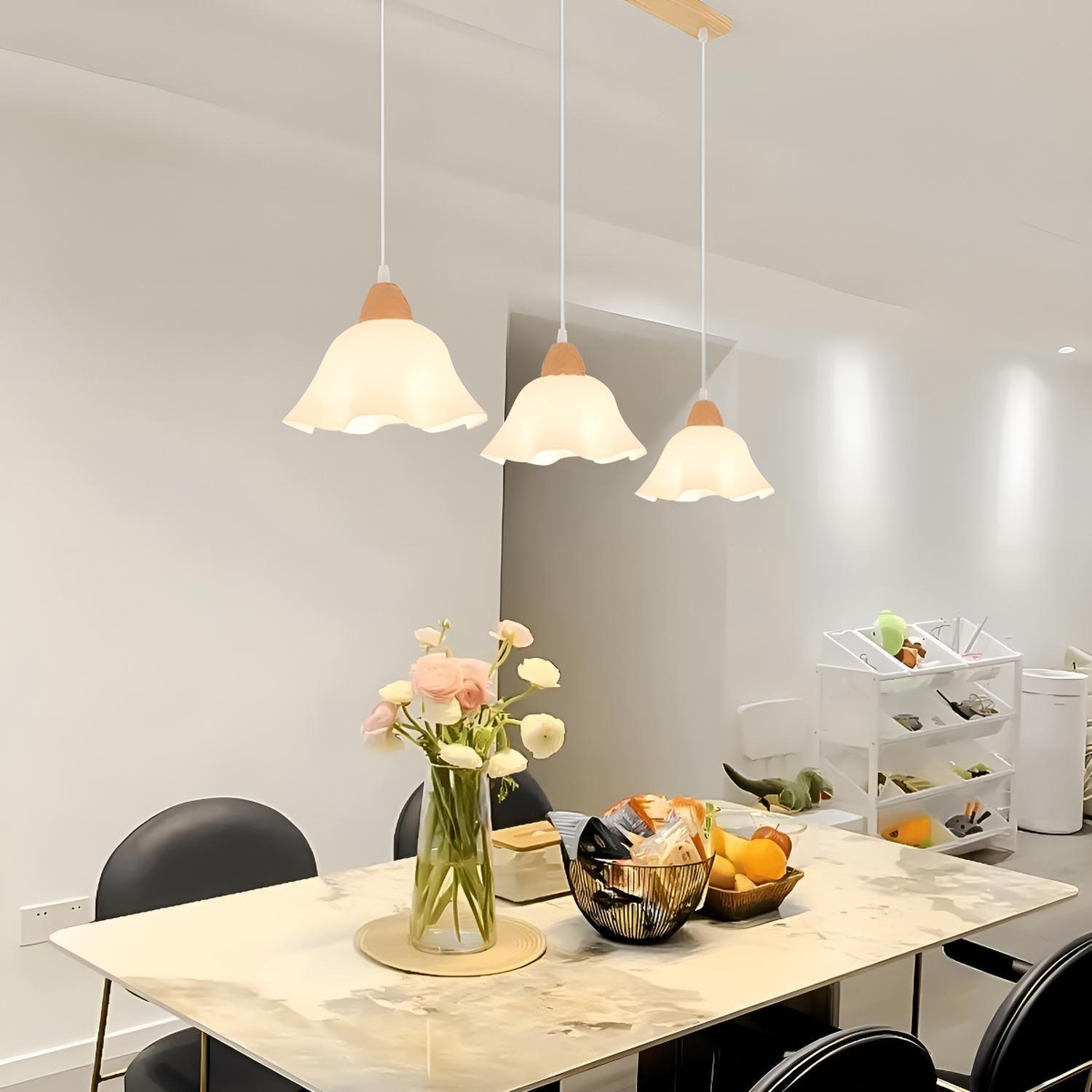 Lampara Colgante Kivs Bonn Wood Triple Luz E27 Lampara De Techo Color Blanco Floral Designs (p29)-1