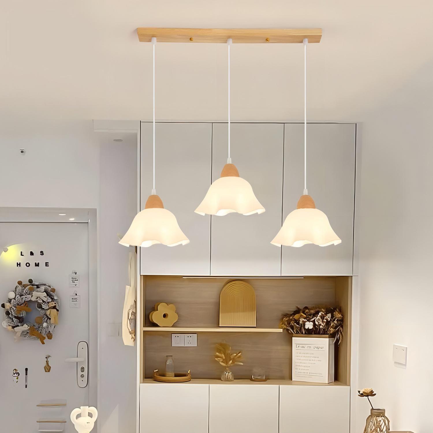 Lampara Colgante Kivs Bonn Wood Triple Luz E27 Lampara De Techo Color Blanco Floral Designs (p29)-3