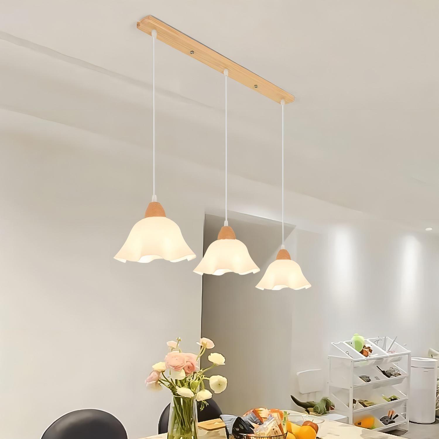 Lampara Colgante Kivs Bonn Wood Triple Luz E27 Lampara De Techo Color Blanco Floral Designs (p29)-4