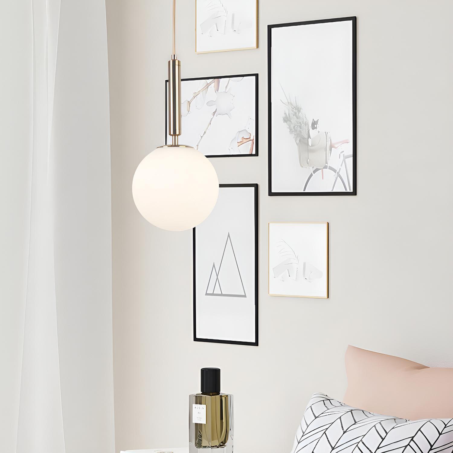 Lampara De Techo Kivs Globe Gold Lampara Colgante Decorativa Diseño Cristal Premium P73)-0