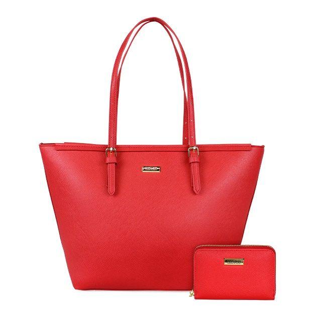 Pack Cartera Tempo + Billetera Trifold Rojo-0