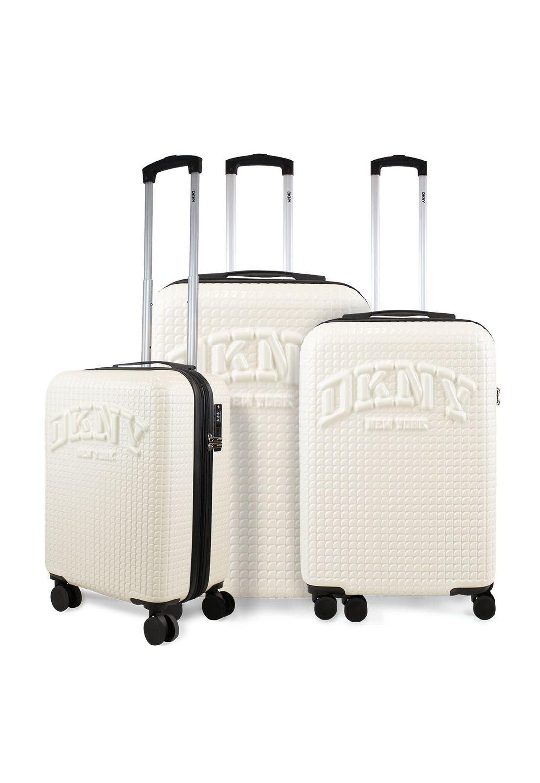 Set 3 Maletas Donna Karan Hot Town Cabina Mediana Grande blancas-0