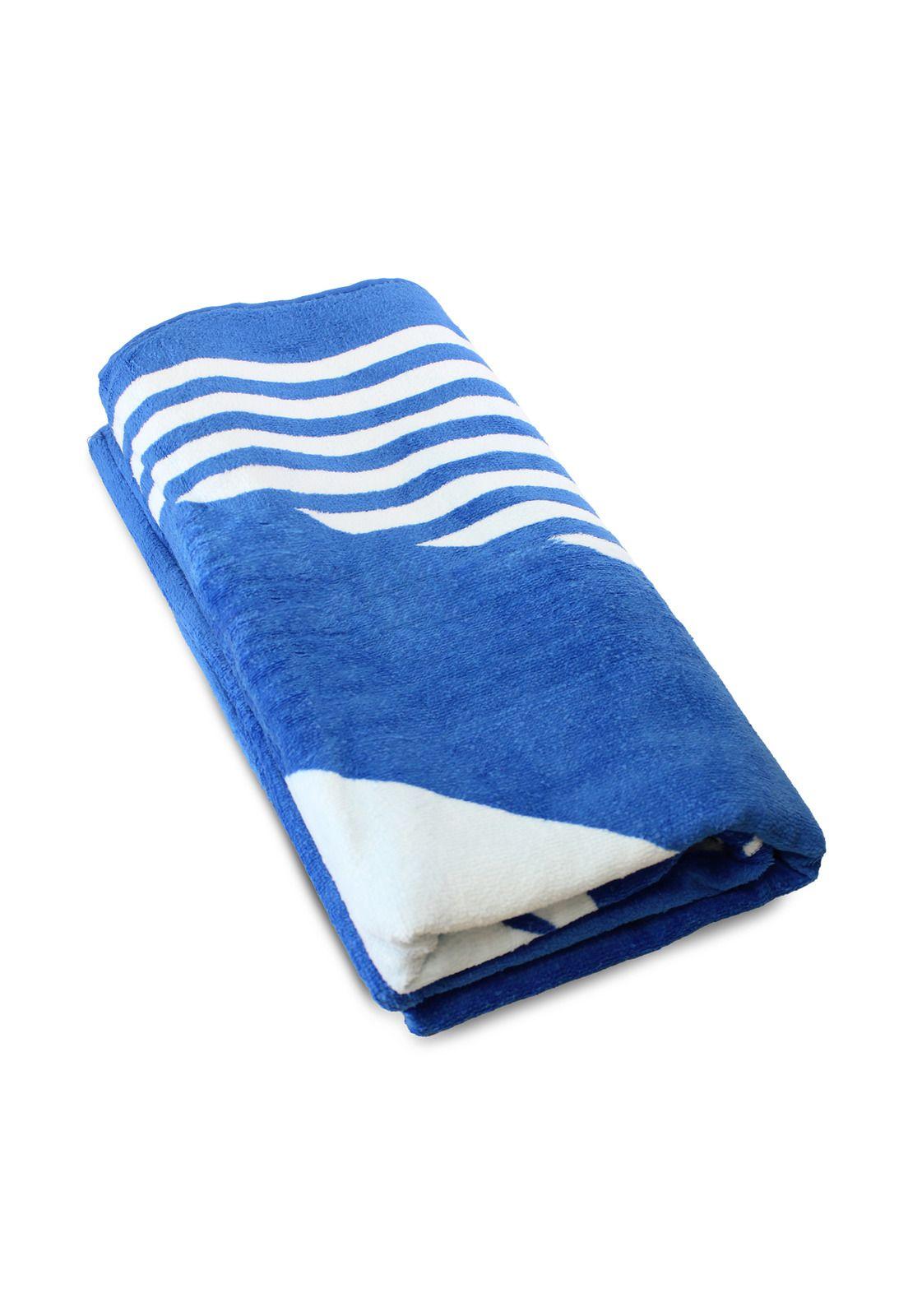 Toalla de playa Nautica 100% Algodón 160x80 diseño vela celeste-3