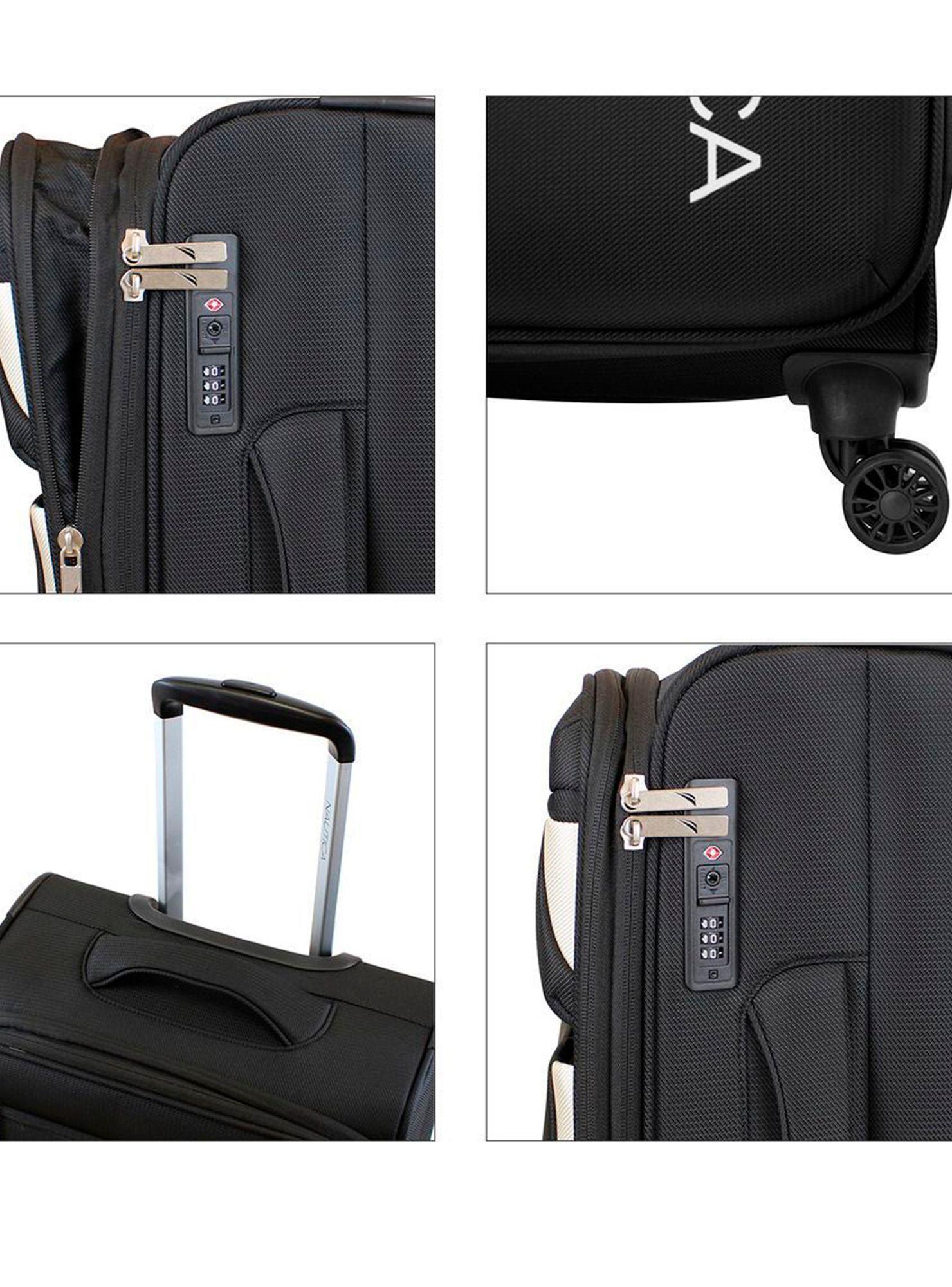 Set de 3 maletas blandas de tela S+M+L Nautica Marbella negra-2