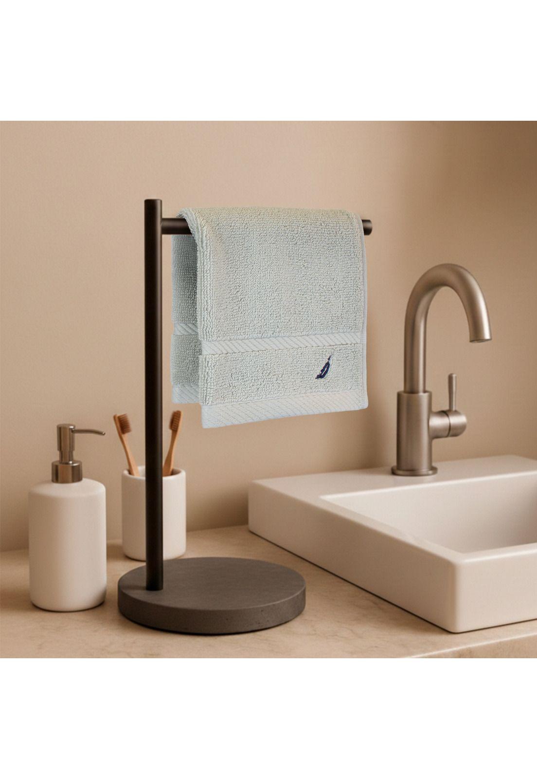 Set 4 Toallas Nautica SIGNATURE Cara+mano+cuerpo+piso 100% algodón gris claro-2