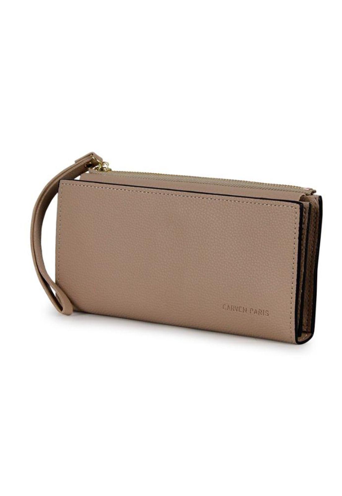 2 Billeteras de mujer Delia negra y taupe Carven-4