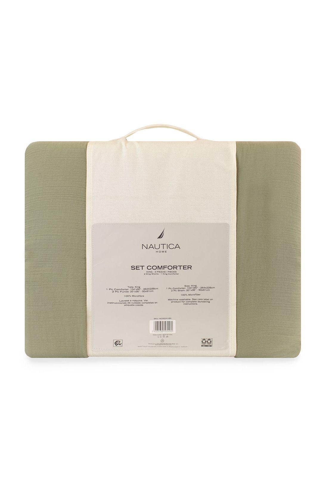 Cubrecama King Nautica Home Reversible Verde + Fundas-4