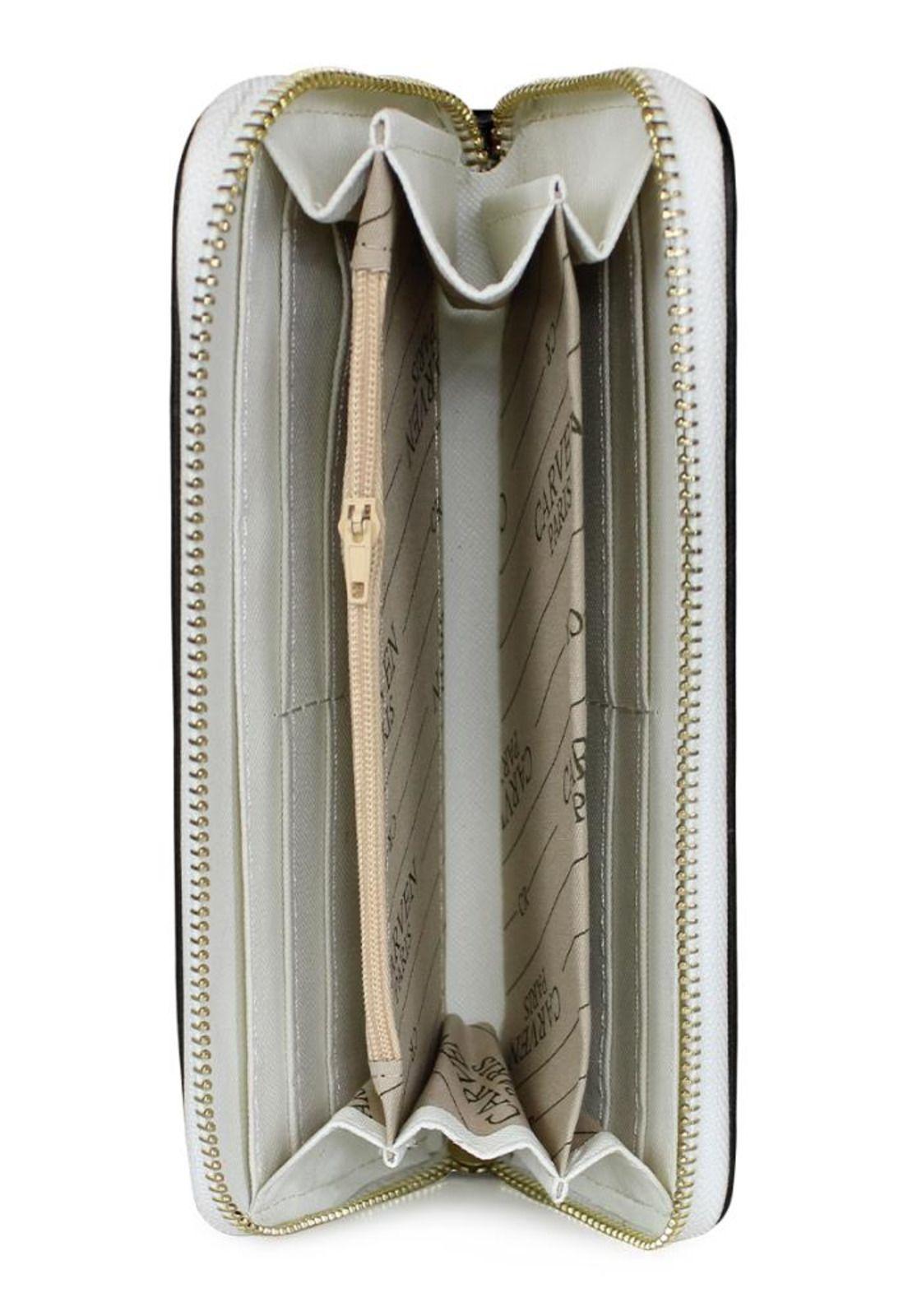 Billetera mujer Greta blanca y negra Carven Paris-2