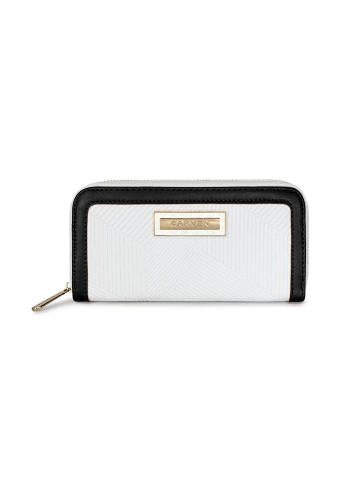 Billetera mujer Greta blanca y negra Carven Paris-4