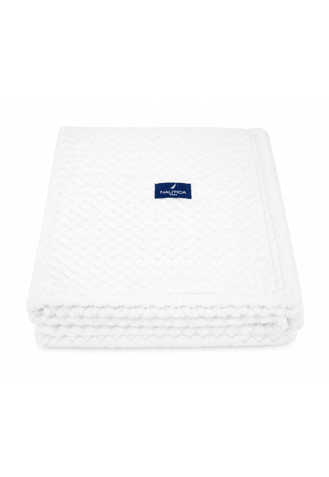 Pack 2 Mantas de Cama Nautica Home Jacquard Franela suave 127x178cm blanca-2