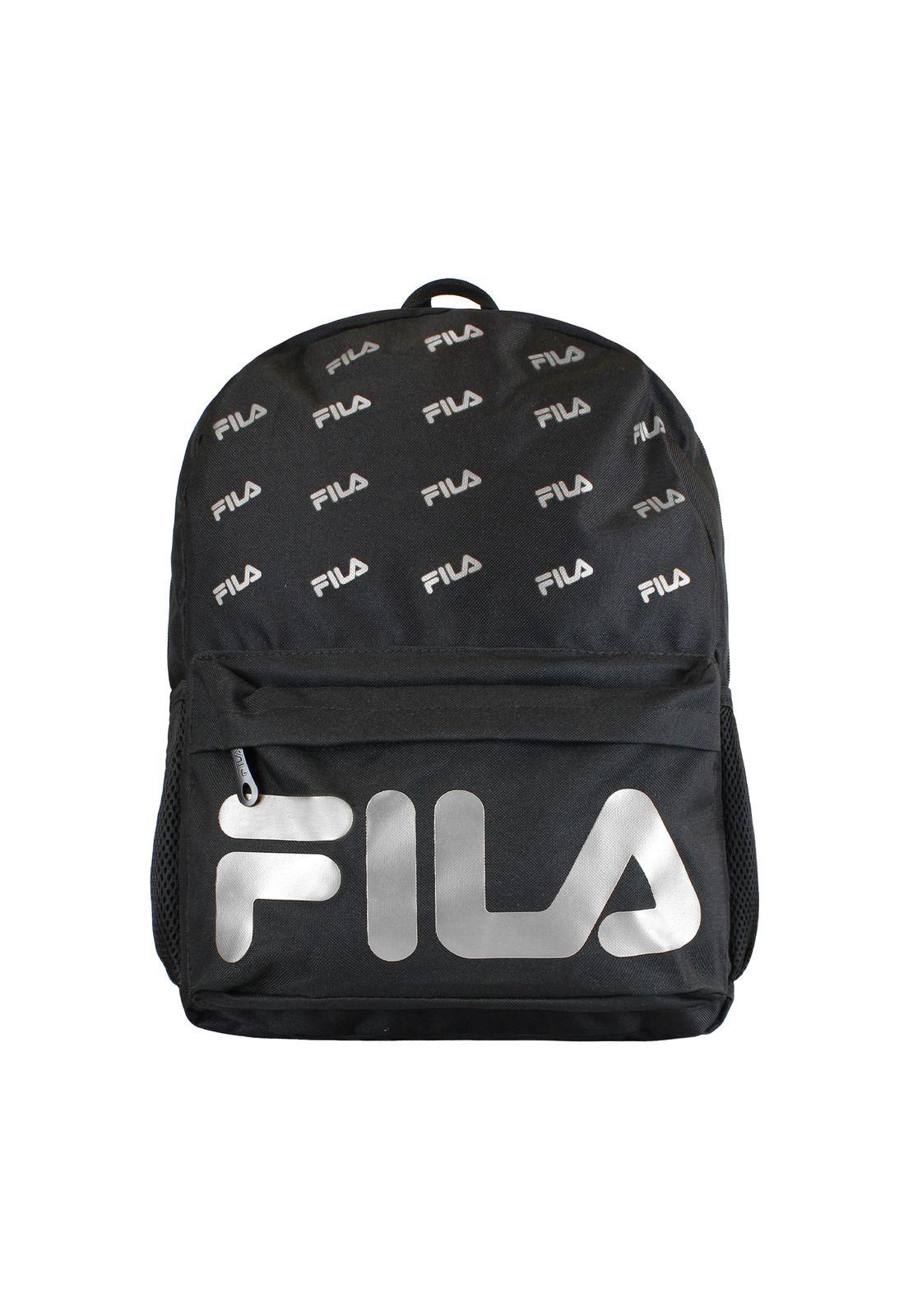 Pack Fila Mochila 16lts Urbanix + Estuche Neceser Spark negro-silver-4