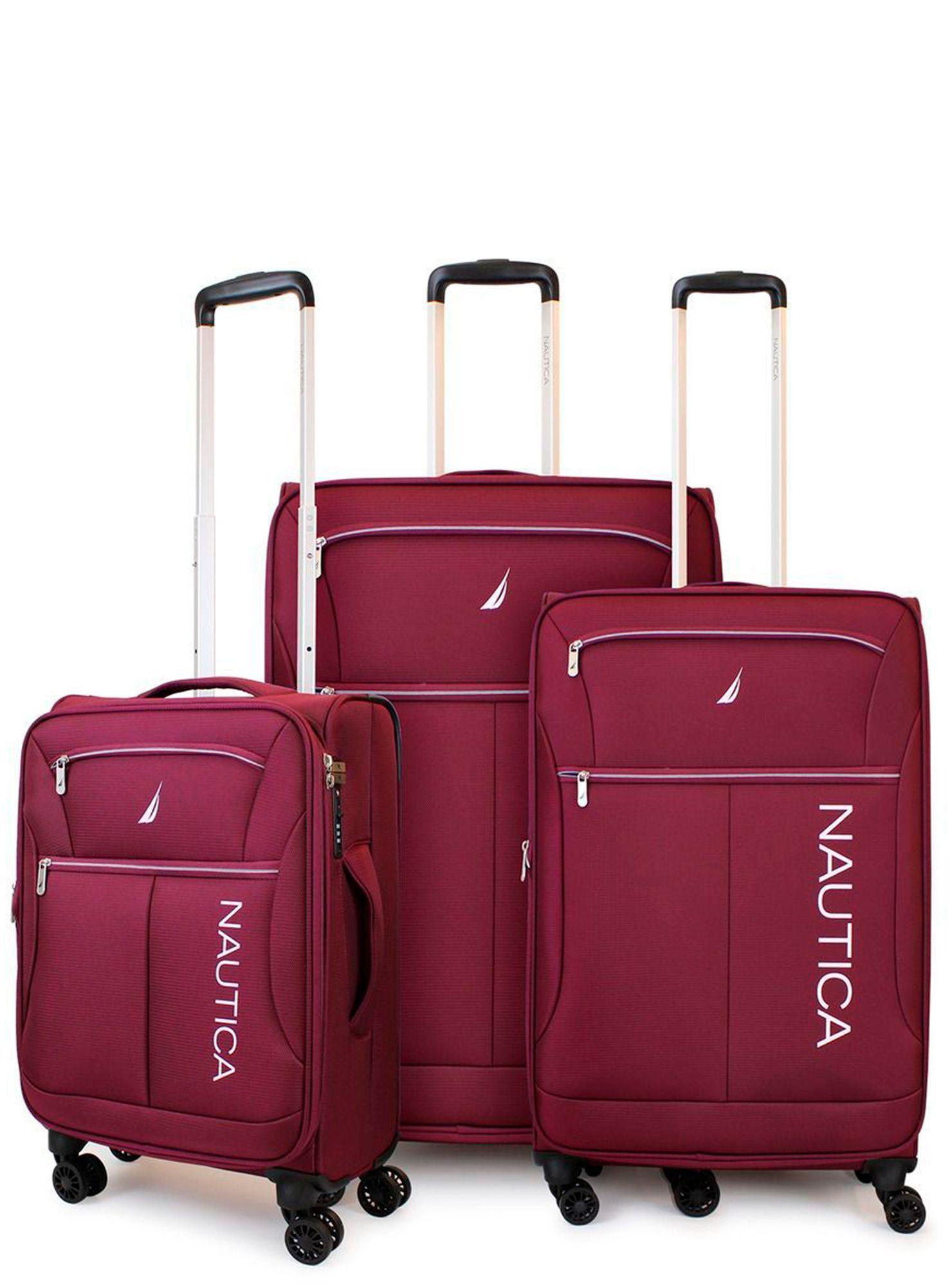 Set de 3 maletas blandas de tela S+M+L Nautica Valencia burdeo-0
