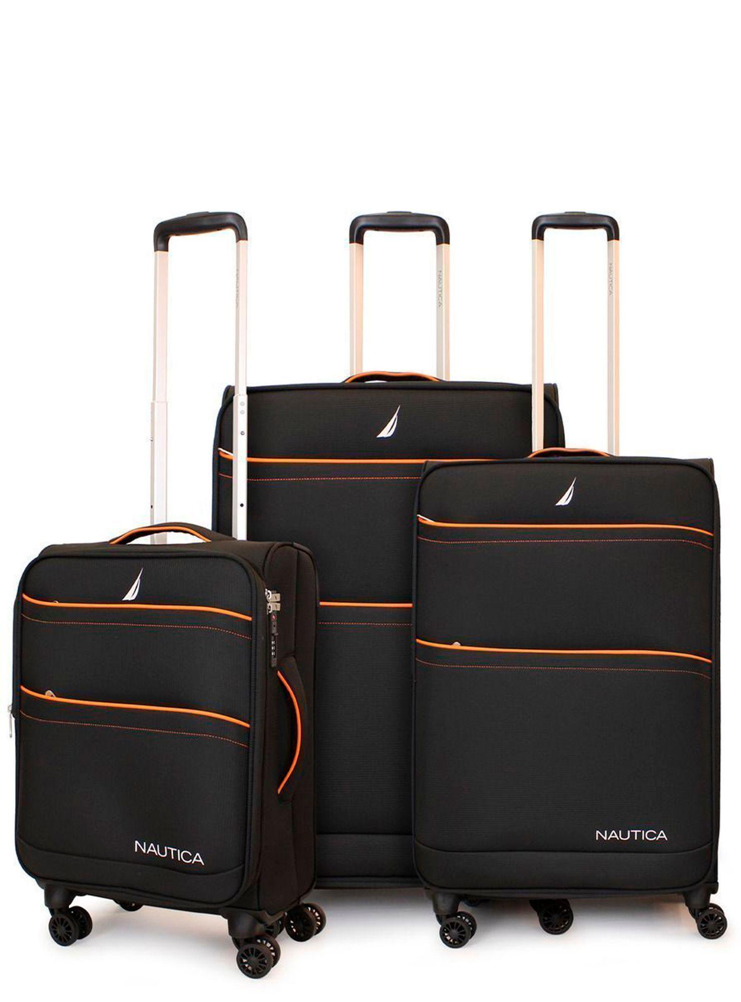 Set de 3 maletas blandas de tela S+M+L Nautica Lisboa negra-0