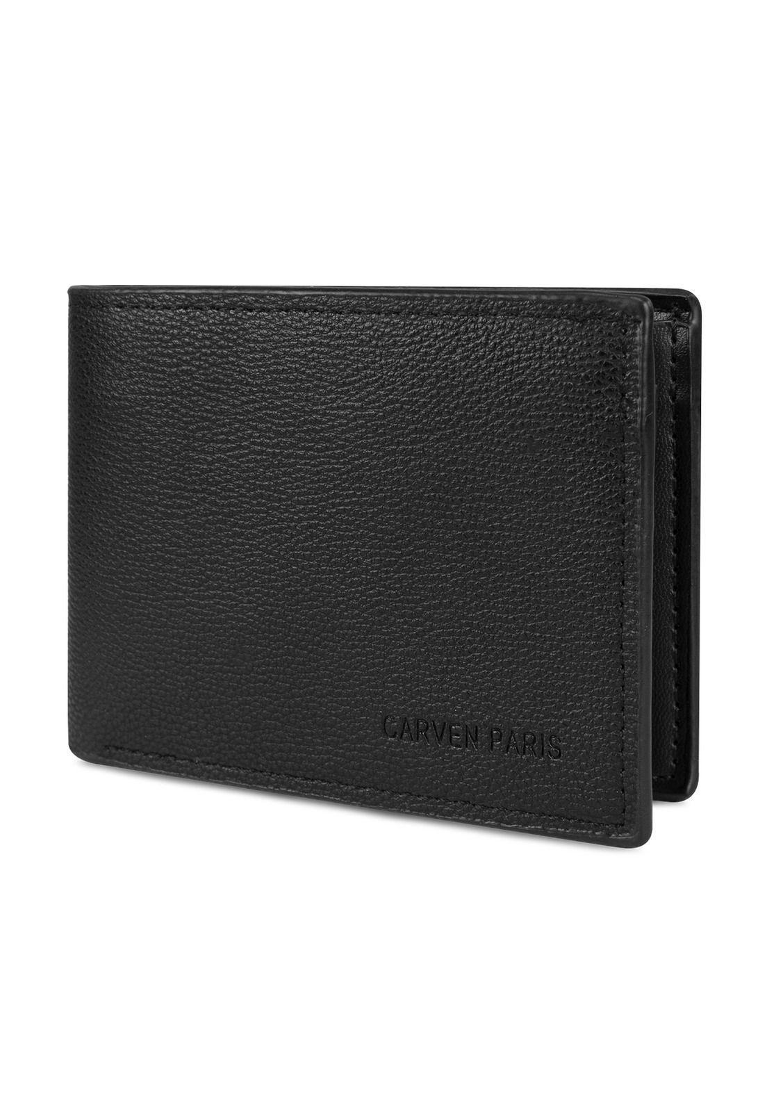 Billetera hombre Bruno negra con monedero Carven Paris-3