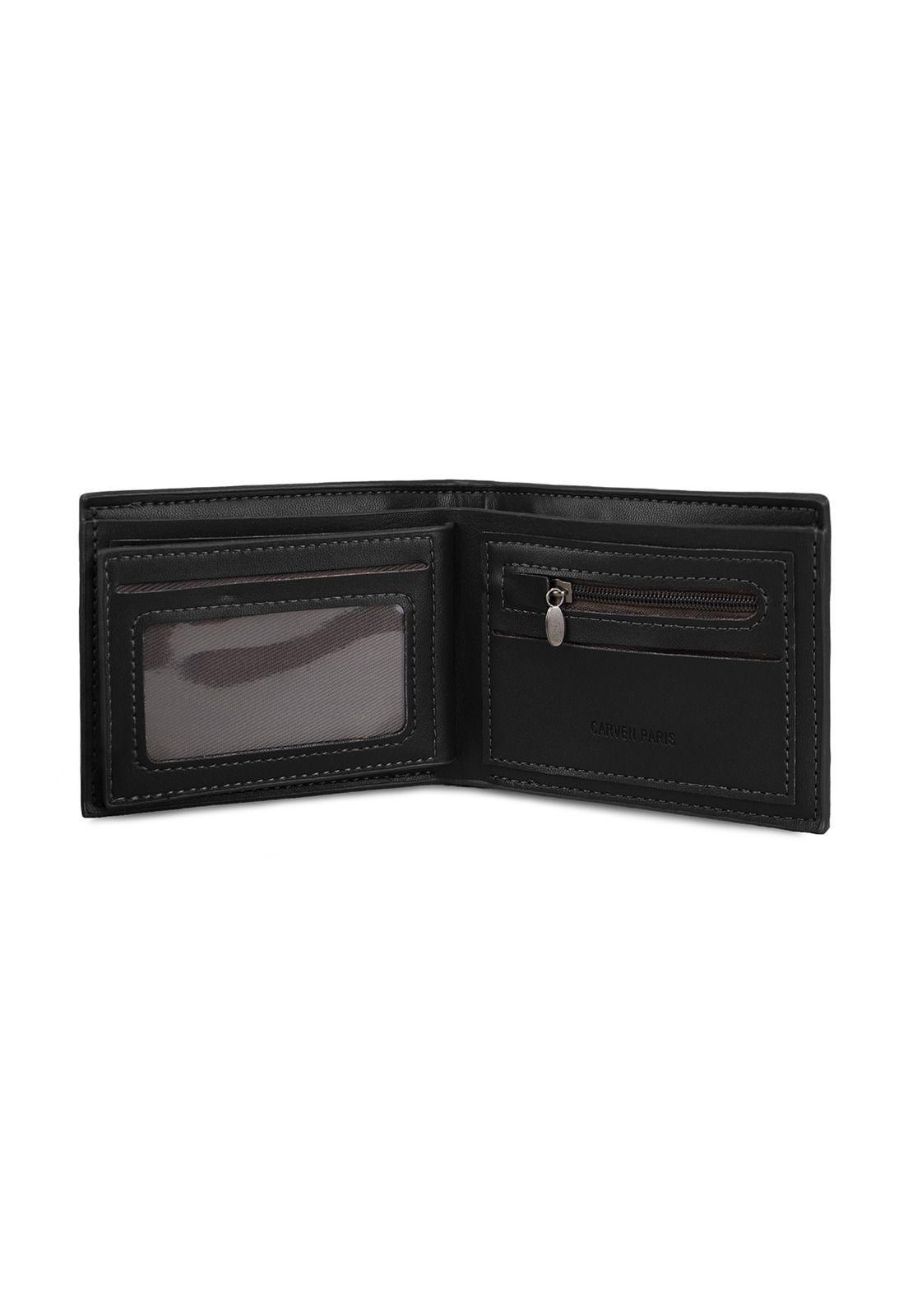 Billetera hombre Bruno negra con monedero Carven Paris-6