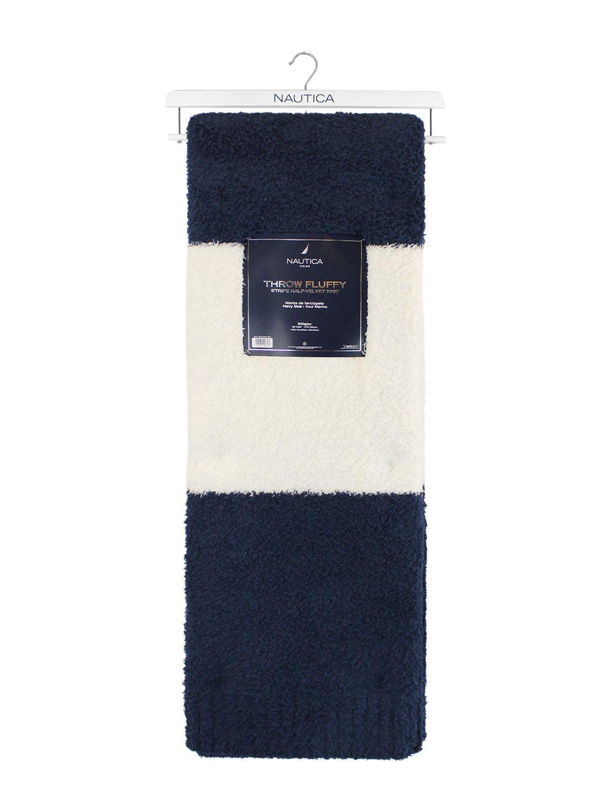 Manta de franela Nautica 127x152 Fluffy cama sofá suavidad superior azul marino-5