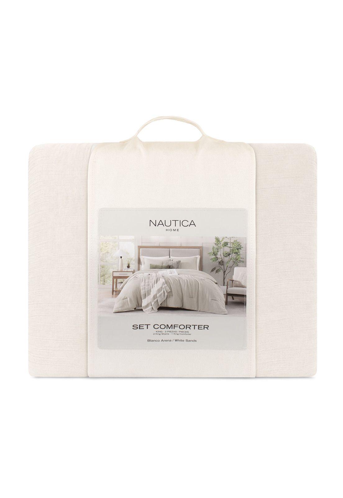 Cubrecama King Nautica Home Reversible beige + Fundas-1