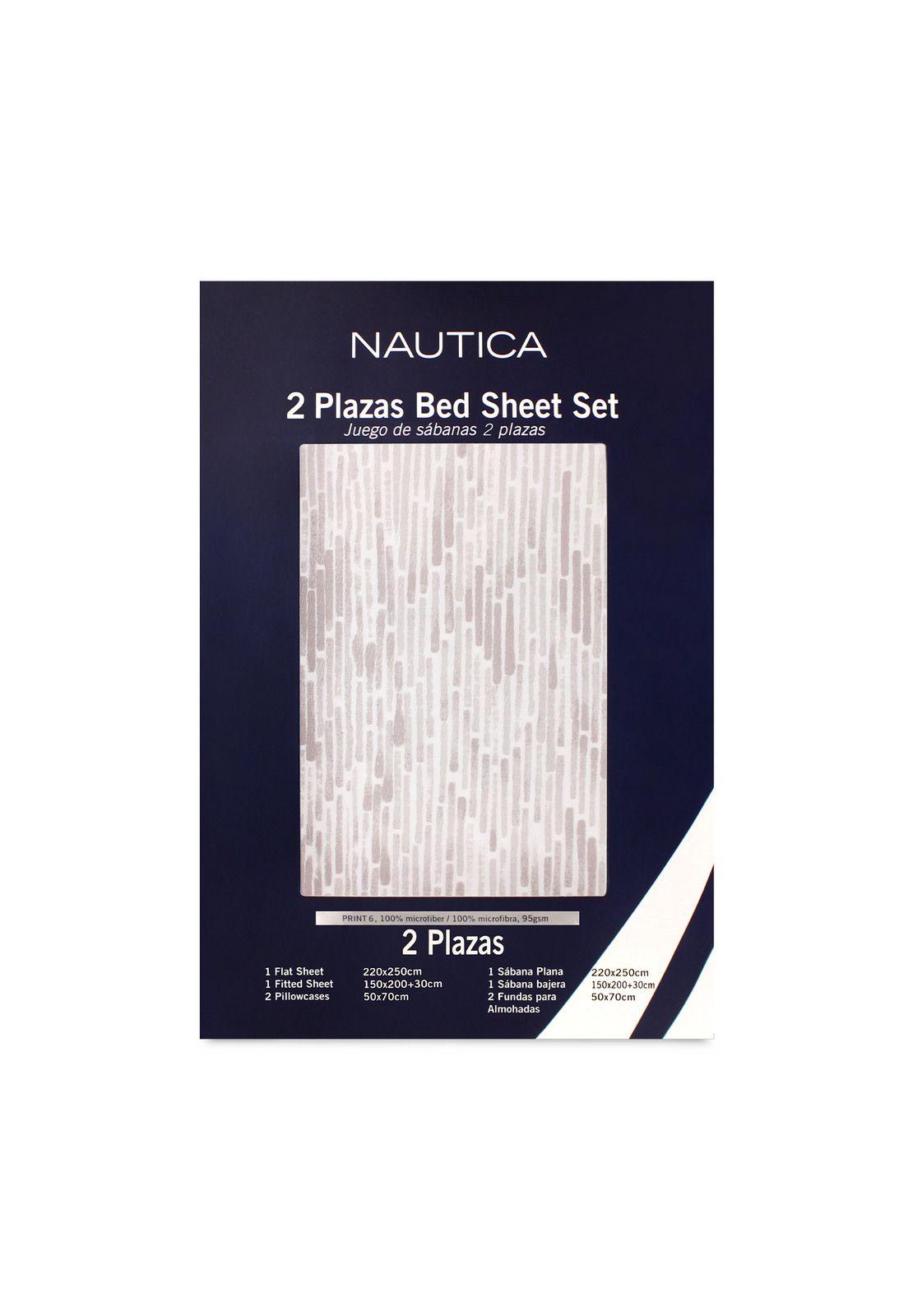 Juego de sábanas Nautica 4 piezas microfibra 2 plazas tonos beige-3