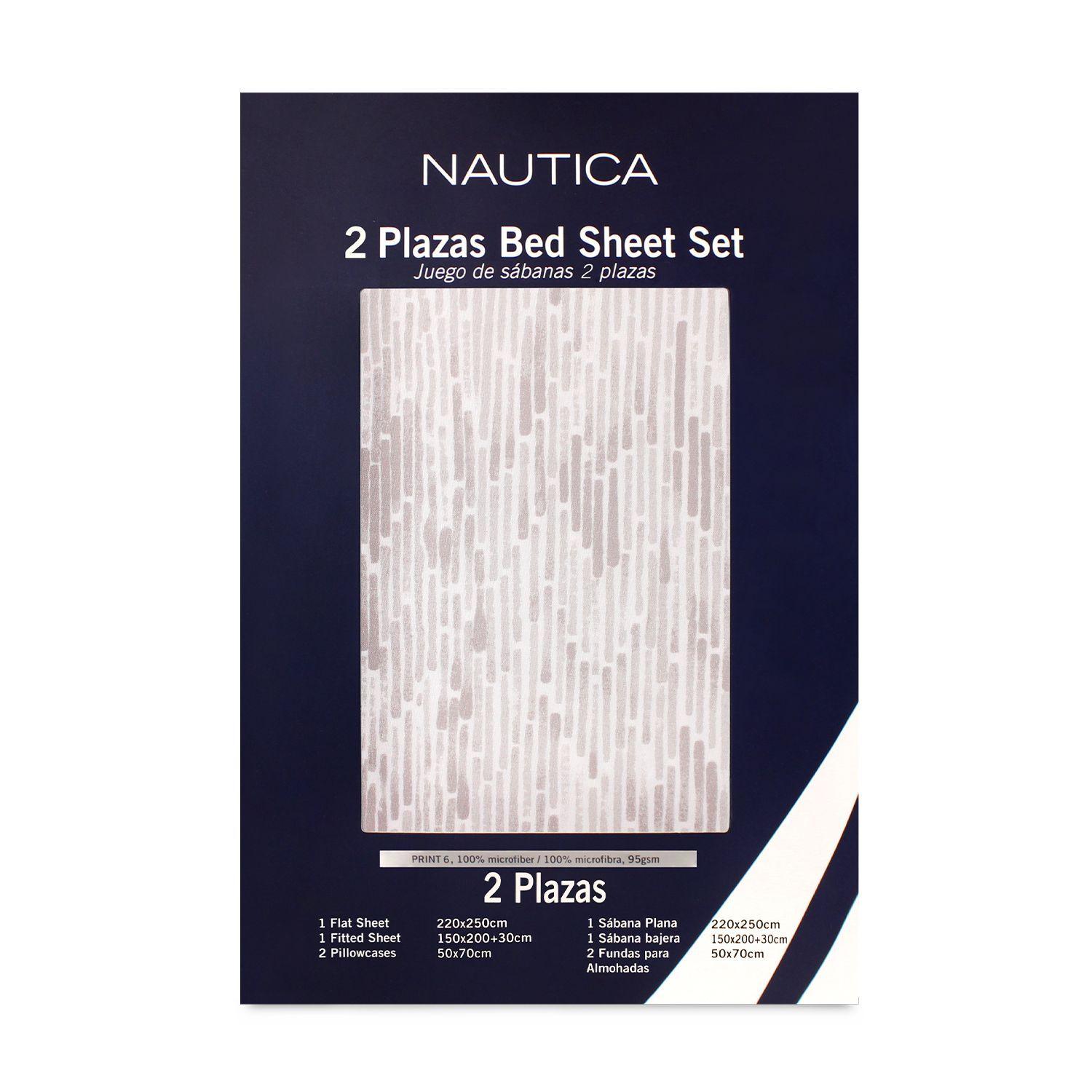 Juego de sábanas Nautica 4 piezas microfibra 2 plazas tonos beige-5