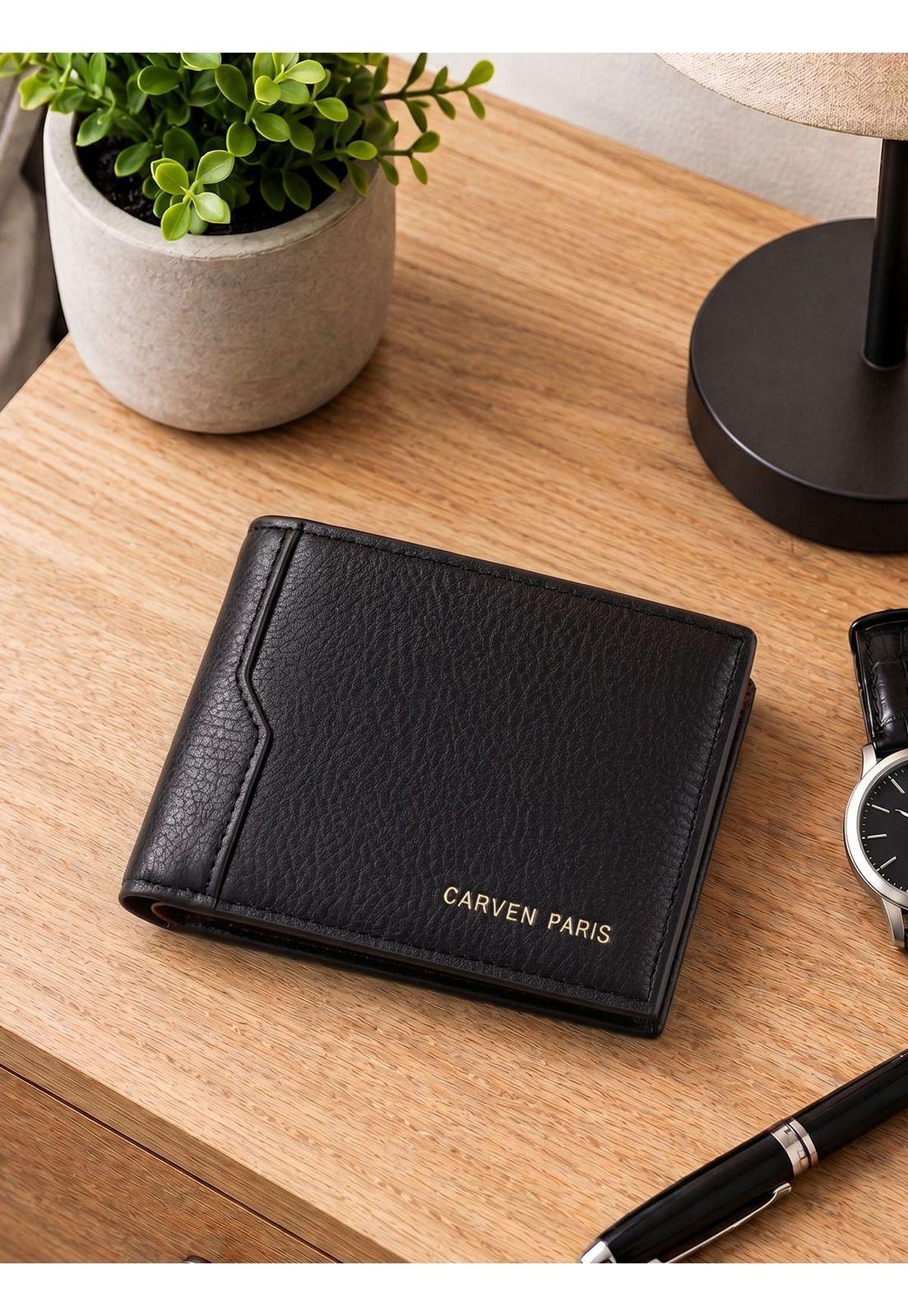 Billetera hombre Dante negra con monedero Carven Paris-0