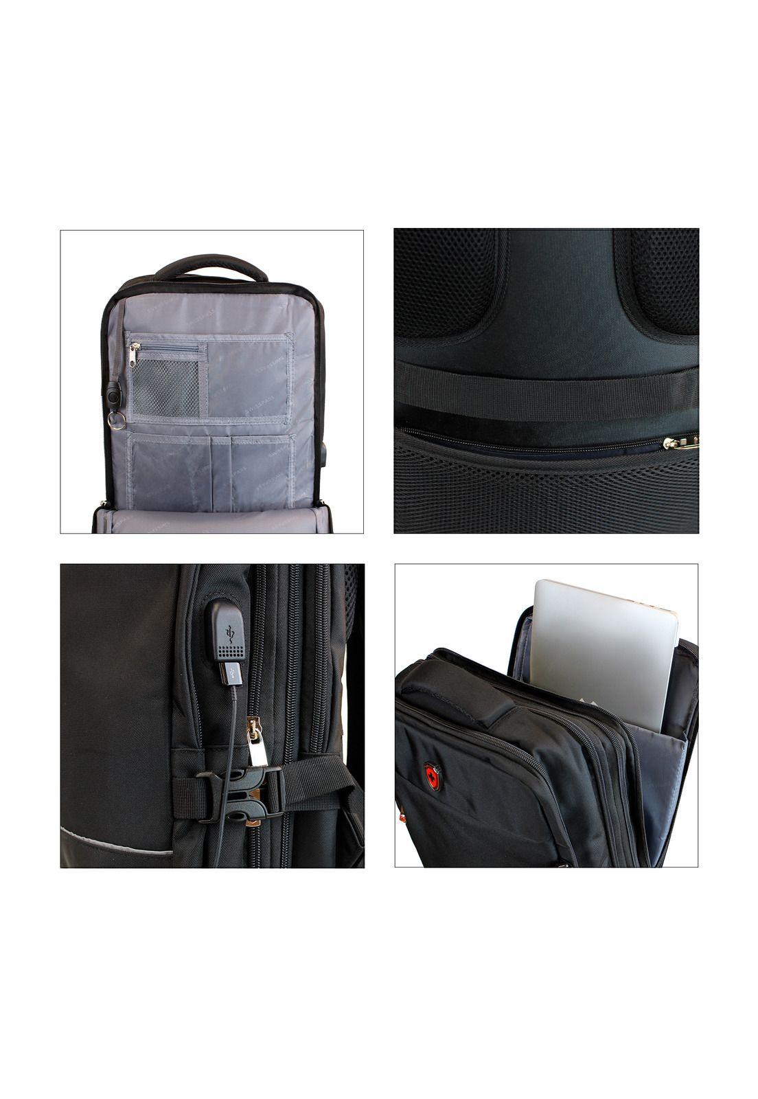 Mochila ejecutiva de viaje con portanotebook y USB ConectaGo black-3