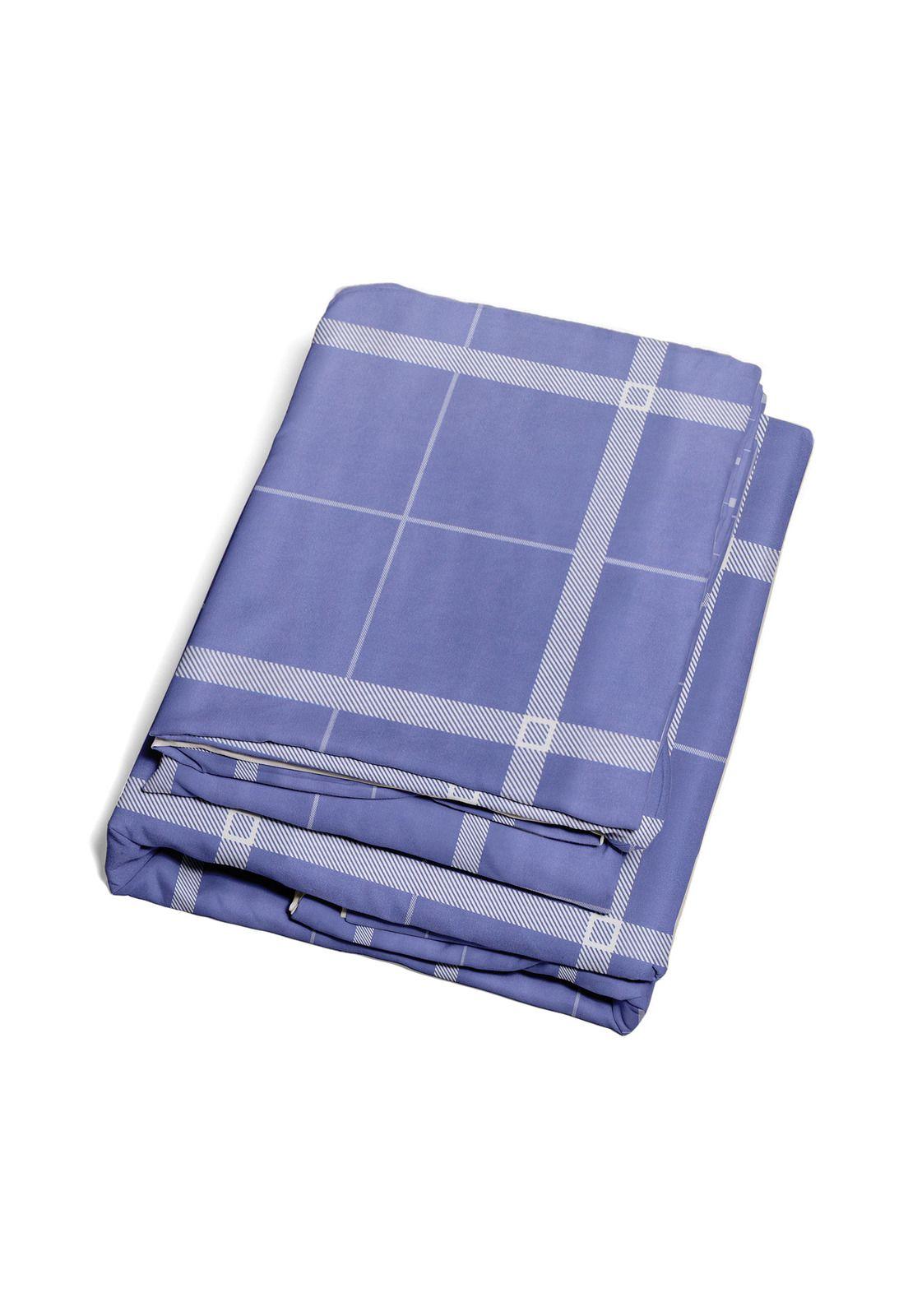 Juego de Sábanas Nautica 3piezas microfibra 1,5 Plazas diseño cuadros azul-2