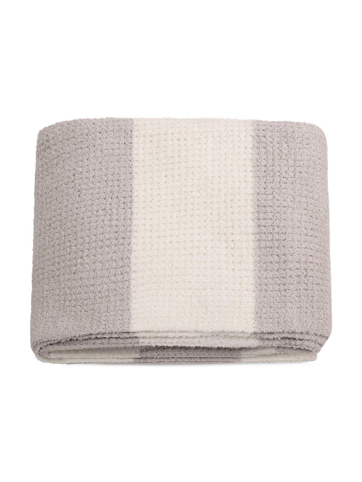 Manta de franela Nautica 127x152 Waffle cama sofá suavidad superior taupe-2